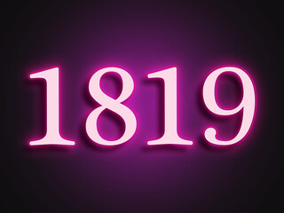 Pink glowing Neon light text effect of number 1819.