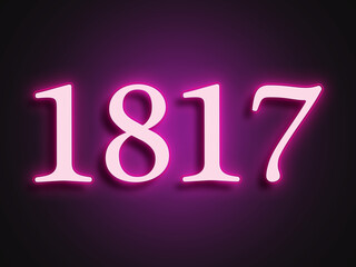 Pink glowing Neon light text effect of number 1817.