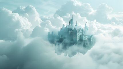 Fototapeta premium A castle floating in the clouds.