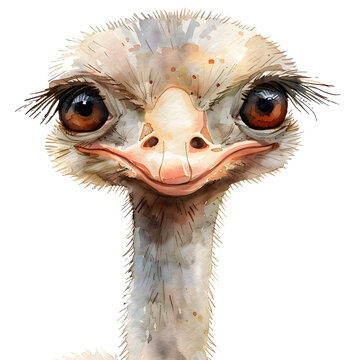 recommend clip art: Radiant Baby Ostrich Shines in Watercolor Clipart