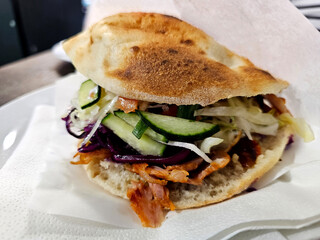  kebab sandwich on Napkin paper