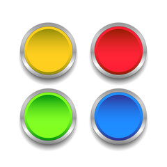 Colorful round web buttons in different colors on a white background. Applies to websites and icons. Vector illustration