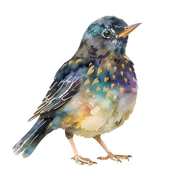 recommend clip art: Charming Watercolor Clipart Featuring a Baby Starling