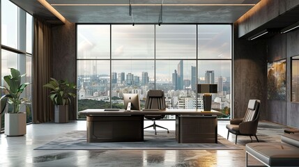 Modern Office with Stylish Interior Design

Description
Spacious modern office with sleek furniture, large windows, and contemporary design elements, offering a professional workspace.