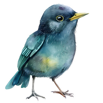 recommend clip art: Watercolor Clipart of a Baby Starling Awaiting Flight