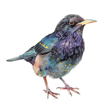 recommend clip art: Handmade Watercolor Clipart: Vibrant Baby Starling in Mid-Flight