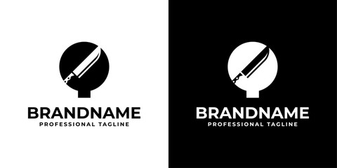 Fototapeta premium Letter Q Knife Logo, for Butcher Shops or Restaurant Branding
