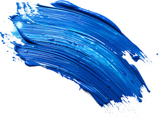 Blue paint brush stroke in isolated transparent background