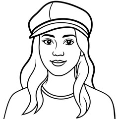  A young lady wears a cap vector illustration and line art