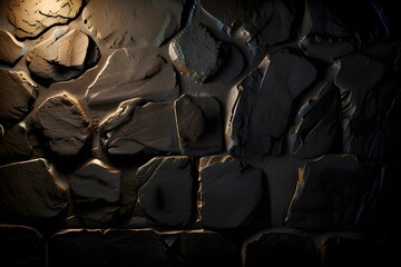 Obraz premium Rough, dark stone background lit by spotlight background Generative AI 