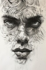 Obraz premium Abstract Portrait Composed of Intertwining Lines