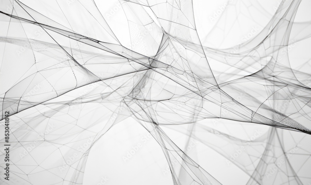 Poster delicate lines forming an intricate web on a white canvas