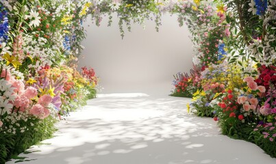 Fashion runway with transparent glass floor, underwater ocean backdrop