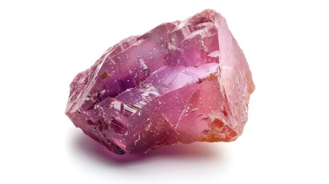 Natural rough hyacinth zircon gemstone specimen isolated on white surface