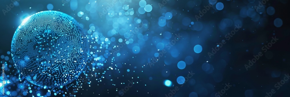 Aufkleber tech-inspired blue background featuring a digital particle sphere, creating a sleek and modern look 