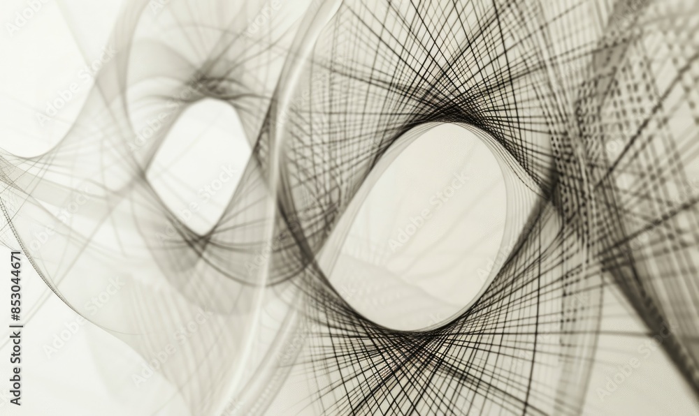 Poster abstract monochrome background with lines and curves