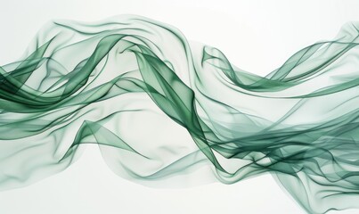 Minimalist design with flowing abstract lines in shades of green on a white background