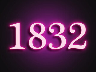 Pink glowing Neon light text effect of number 1832.