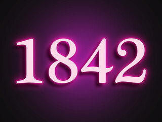 Pink glowing Neon light text effect of number 1842.