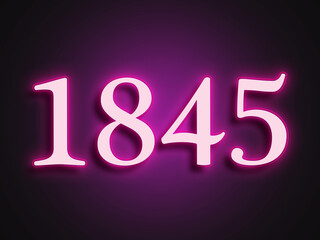 Pink glowing Neon light text effect of number 1845.