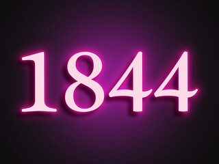 Pink glowing Neon light text effect of number 1844.