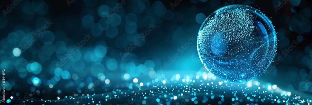 Aufkleber futuristic blue background featuring a particle sphere, creating a tech-inspired design with ample f