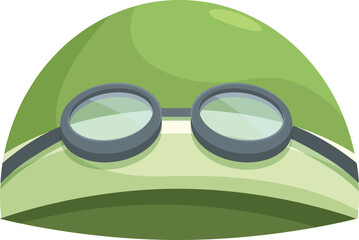 Green swimming cap with goggles for professional swimming training