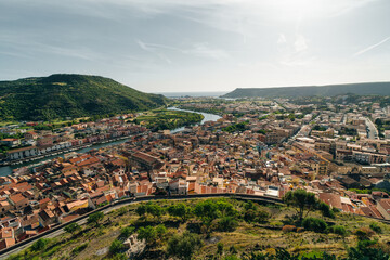 Fototapeta premium beautiful village of Bosa with colored houses and a medieval castle. Sardinia, Italy