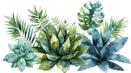 Fototapeta premium Watercolor Painting of Tropical Plants