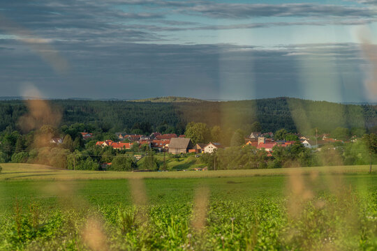 Landscape in sunset color evening near Kremze and Holubov in south Bohemia