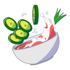 indonesia’s Street Foods illustration: Pisang Ijo in flat design