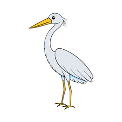 Obraz premium elegant cartoon egret with white feathers, standing gracefully.