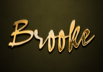 Old gold text effect of name Brooke with 3D glossy style Mockup.