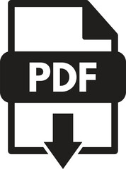 PDF download icon isolated on white background . PDF file icon vector