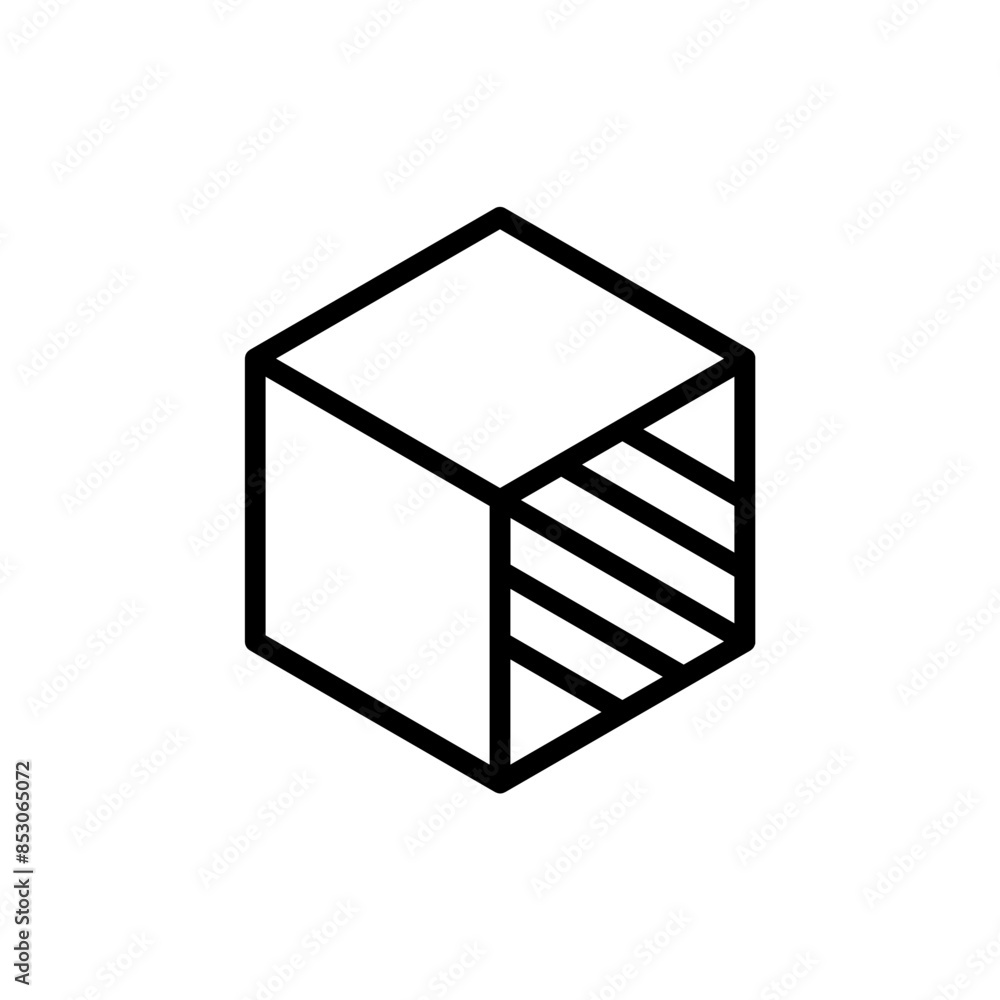 Aufkleber Cube icon in vector, Augmented reality. cube symbol, 3D Cube line icon, Abstract Cube Hexagon Logo for website design and mobile, app development