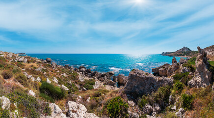 Sea beach near Rocca di San Nicola, Agrigento, Sicily, Italy