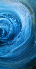 Vapor swirl. Mist vortex. Defocused blue color sparkling glitter steam texture ink floating mix...
