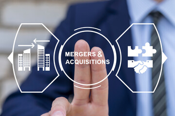 Mergers and acquisitions business concept. Merger and Acquisition Corporate Cooperation Companies....