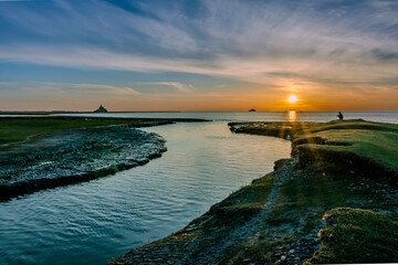 Coucher de soleil sur la baie du Mont Saint Michel