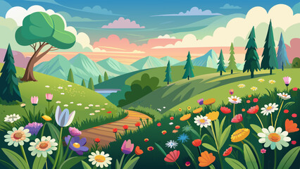 Fototapeta premium spring-meadow-with-wildflowers