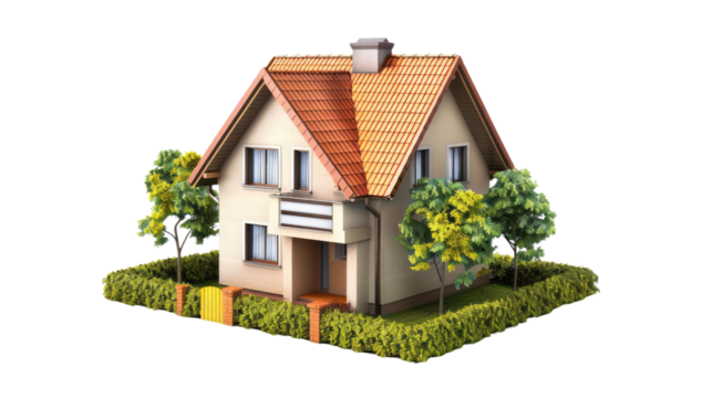 Mockup of a house on a transparent background