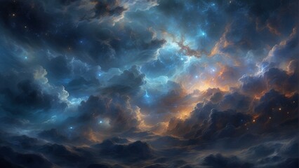 A beautiful painting of a colorful nebula. AI.