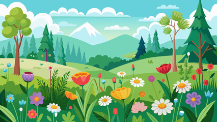 Fototapeta premium spring-meadow-with-wildflowers