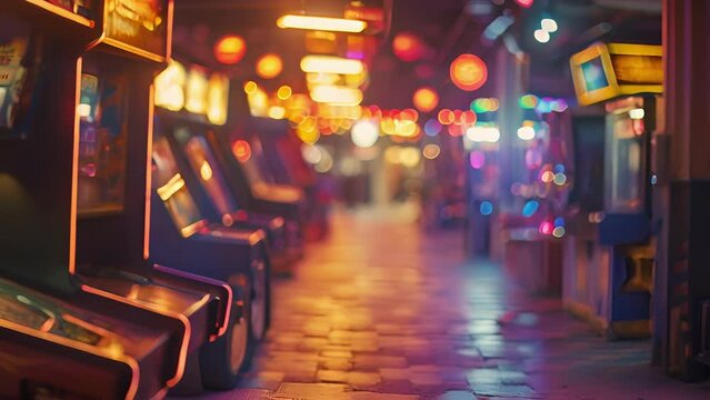 The hazy glow of the arcade machines adds to the intoxicating energy of the room.