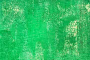 Old green wall background, grunge texture of rough surface facade