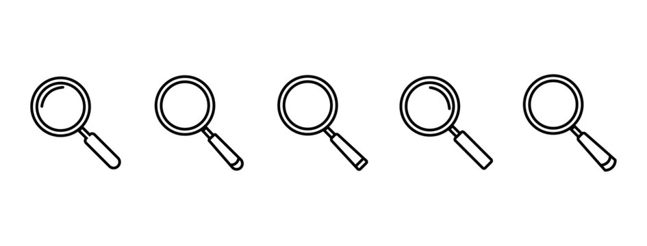 Magnifying glass icon in line style. magnifier or loupe sign isolated on transparent  on white background.Search symbol. Vector illustration
