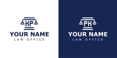 Letter KP and PK Legal Logo, for lawyer, legal, or justice with KP or PK initials