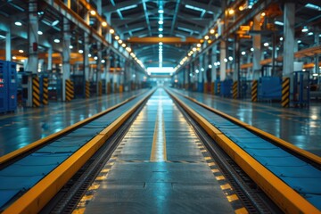 Fototapeta premium A clean, modern factory with zero emissions and green technology, demonstrating sustainable industrial practices.