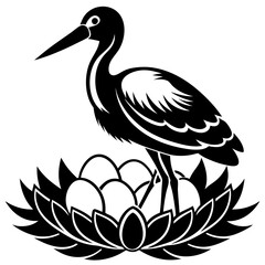 stork-bird-sits-on-eggs-silhouette