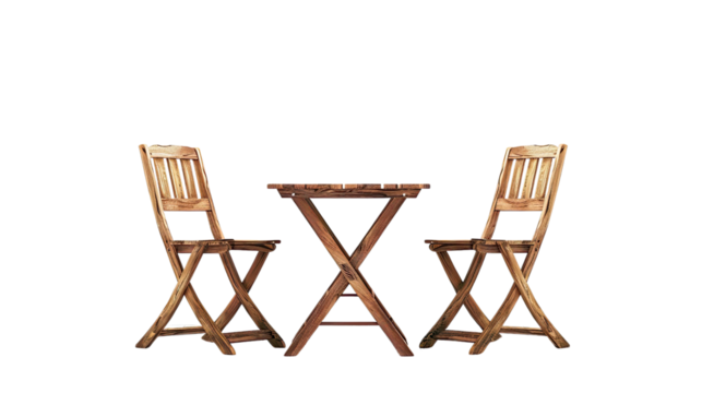 Garden table and chairs on a transparent background